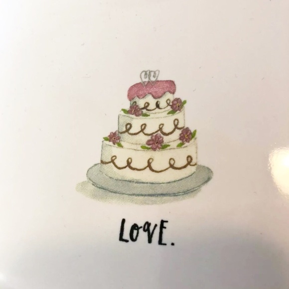 Rae Dunn Oval Love Wedding Bridal Cake Dish Gift - Picture 2 of 5